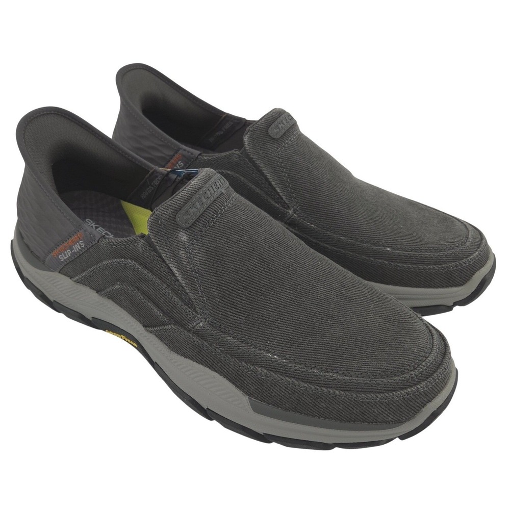 Skechers Respected Holmgren Shoes Men 12 Gray Slip-In Relaxed Fit Sneakers NEW